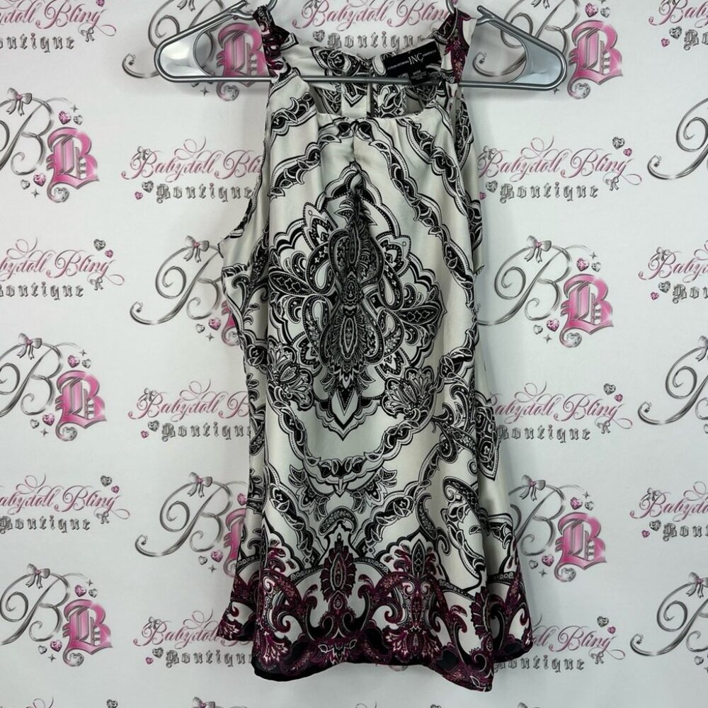 INC International Concepts tank top paisley Black and White Paisley Blouse